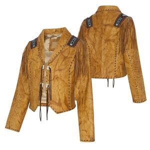 Kobler Yavapai Western Jacket NWT Brown Leather Tassled Fringe Native American S